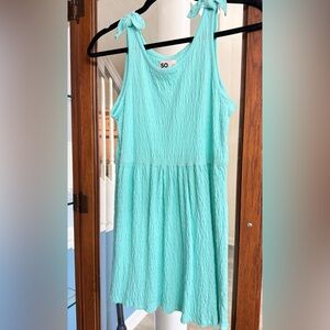 SO Girls' Aqua Textured Sleeveless Dress